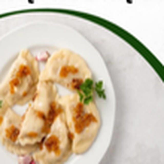 Savoury pierogi with onion and parsley